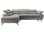 ECKSOFA PABLO L Hellgrau Velvet - Links Seite mit T25 Topper