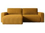 ECKSOFA mit Schlaffunktion und Bettkasten KLEEA-L - 247x143x83 cm Senfgelb Cord