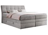 BOXSPRINGBETT GOLD-10 KING 180/200 Hellgrau Velvet - H4