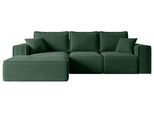 ECKSOFA mit Schlaffunktion und Bettkasten SERRA-L-S - 266x161x87 cm Grün Cord