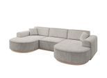 WOHNLANDSCHAFT MARI-U1-v1 - 303x171x83 cm Hellbraun Velours
