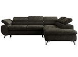 ECKSOFA PABLO L Dunkelgrau Schenille glatt - Rechts Seite mit T25 Topper
