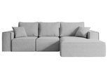 ECKSOFA mit Schlaffunktion und Bettkasten SERRA-L-S - 266x161x87 cm Hellgrau Bouclé