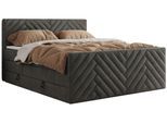 BOXSPRINGBETT PARIS KING DUO - 120/200 - Dunkelgrau Velvet - H3