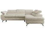 ECKSOFA PABLO L Creme Schenille grob gewebt - Rechts Seite