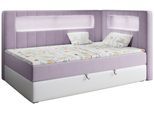 BOXSPRINGBETT JUNIOR GOLD 3 90/200 Violett/Weiß - rechte Seite