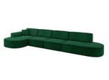 ECKSOFA Ottomane Links MARI-L3 - 413x171x79 cm Dunkelgrün Velours
