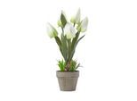 KUNSTBLUMEN Tulpen weiß im Steinoptik-Topf, 27 cm