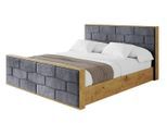 POLSTERBETT mit Bettkasten, Fußteil und Lattenrost, Boxbett mit Matratze H3/H4 - ENZO8-Z 160x200 Dunkelgrau