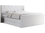 BOXSPRINGBETT KING EIGAR 140/200 Weiß Kunstleder - H4