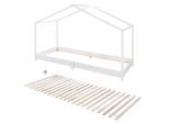 HAUSBETT 90 x 200 cm Bodentief inkl. Latterost weiß