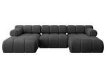 WOHNLANDSCHAFT modulares Sofa Tesso-U1 - 285x160x70 cm Schwarz Velours