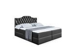 BOXBETT mit Matratze H4 und Lattenrost - VILA-1 - 140x200 cm - H4 - Schwarz Hochglanz