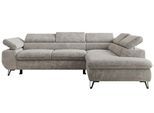 ECKSOFA PABLO L Hellgrau Schenille grob gewebt - Rechts Seite mit Visco Topper