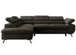 ECKSOFA PABLO L Dunkelgrau Schenille glatt - Links Seite mit T25 Topper