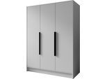KLEIDERSCHRANK Mono Bis im Skandi-Stil, Drehtüren mit Schwarze Metallgriffe, Weiß 150/200/51 cm