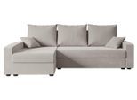 ECKSOFA mit Schlaffunktion und Bettkasten ALESIA-L 231x140x90 cm Hellbraun Velours