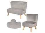 KINDERSOFA 3er-Set silbergrau