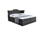 BOXBETT mit Matratze H3 und Lattenrost - VILA - 200x200 cm Schwarz Hochglanz