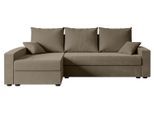 ECKSOFA mit Schlaffunktion und Bettkasten ALESIA-L 231x140x90 cm Braun Velours