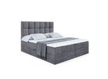 BOXBETT mit H4-Matratze und Lattenrost - RICAR - 200x200 Dunkelgrau
