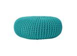 STRICK-POUF petrol-grün, Bodenkissen rund 70/70/23 cm