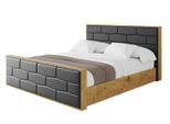POLSTERBETT mit Bettkasten, Fußteil und Lattenrost, Boxbett mit Matratze H3/H4 - ENZO8-Z 180x200 Schwarz Kunstleder