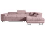 ECKSOFA mit Schlaffunktion und Bettkasten GUSA-L 272x202x107 cm Rosa Cord