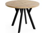 ESSTISCH Vero rund ausziehbar verlängerbar, Eiche Artisan Hellbraun 100-300/100/77 cm