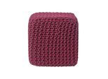 STRICK-POUF weinrot, Sitzwürfel 35/35/35 cm