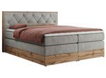BOXSPRINGBETT VENETO KING 180/200 Hellgrau Struktur - H4