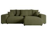 ECKSOFA Ottomane rechts ESKAR-L 266x176x84 Olivgrün Bouclé