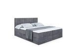 BOXBETT mit Matratze H3 und Lattenrost - EDITA - 180x200 cm Dunkelgrau
