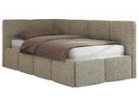 JUGENDBETT ARVO 90/200 - Dunkelbeige Strukture - Multipocket-Matratze - Links Seite