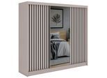 SCHWEBETÜRENSCHRANK mit Spiegel LAOS - 240 - Kaschmir - Schwarz Lamellen