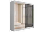 KLEIDERSCHRANK VESLI - 200 cm - Weiß|Grau
