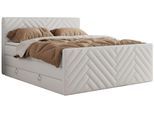 BOXSPRINGBETT PARIS KING DUO - 200/200 - Weiß Kunstleder - H3