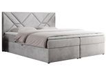 BOXBETT NEOMI 140/200 - Hellgrau Velvet - H3 - Topper T25