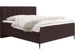 BOXBETT Allen mit Bettkasten, Boucle Braun 160x200 cm – inkl. H4 Taschenfederkern Matratze & Foam Topper