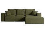 ECKSOFA mit Schlaffunktion und Bettkasten SERRA-L-S - 266x161x87 cm Grün Bouclé