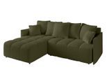 ECKSOFA Ottomane links LONLI-L 251x189x68 Olivgrün Bouclé