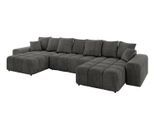 WOHNLANDSCHAFT ENIL-U 401x189x68 Dunkelgrau Velours
