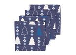 WEIHNACHTSSERVIETTEN Winterland, 4er-Set blaue Stoffservietten 45/45 cm