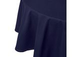 TISCHDECKE dunkelblau rund 178 cm, 100% Baumwolle