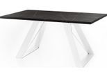 ESSTISCH Colter Weiß rechteckig ausziehbar, Marmor Schwarz 140-240/80/76 cm