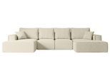 WOHNLANDSCHAFT mit Schlaffunktion und Bettkasten SIERRA-U-S - 349x161x87 cm Beige Bouclé