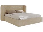 POLSTERBETT EMORA CLASSIC 160/200 - Creme Plüsch - Schaum-Matratze