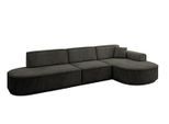 ECKSOFA Ottomane Rechts MARI-L2-v3 - 328x171x83 cm Schwarz Velours