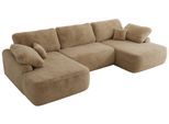 WOHNLANDSCHAFT CUBO U Beige Plüsch