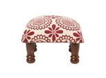 HOCKER Cassia mit Holzbeinen, rot-weiß gemustert, 40/40/25 cm